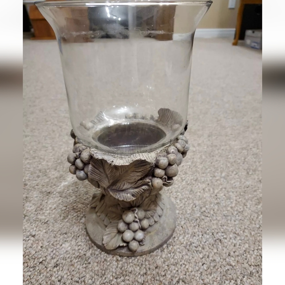 Rustic Grape Vine Decor Large Candle Holder Glass Centerpiece